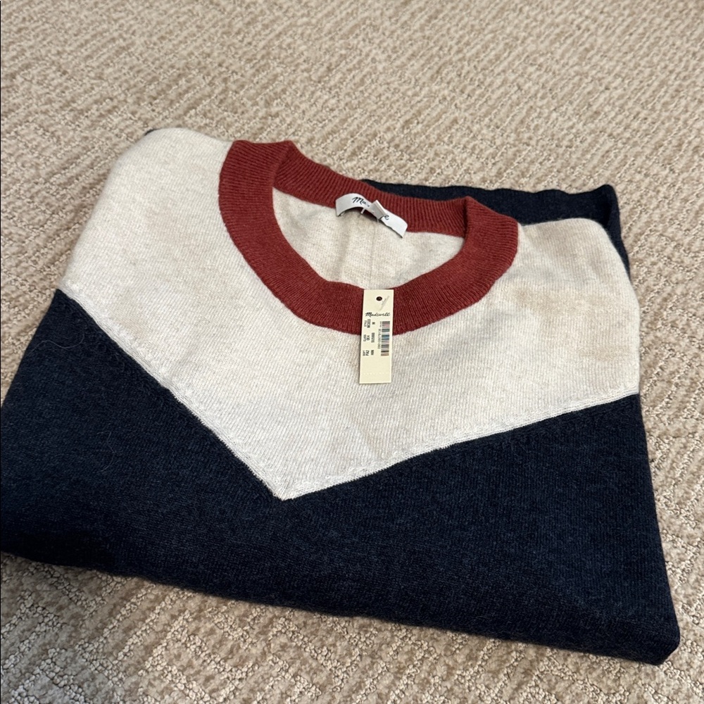 Madewell Colorblock Yoke Pullover Sweater NWT - Picture 4 of 7